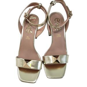 Like New Exe Women's Gold Leather 3" Heels, Size 37